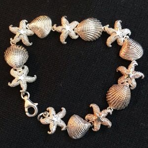 Sterling Silver, 925, Seashell Bracelet. 7”.